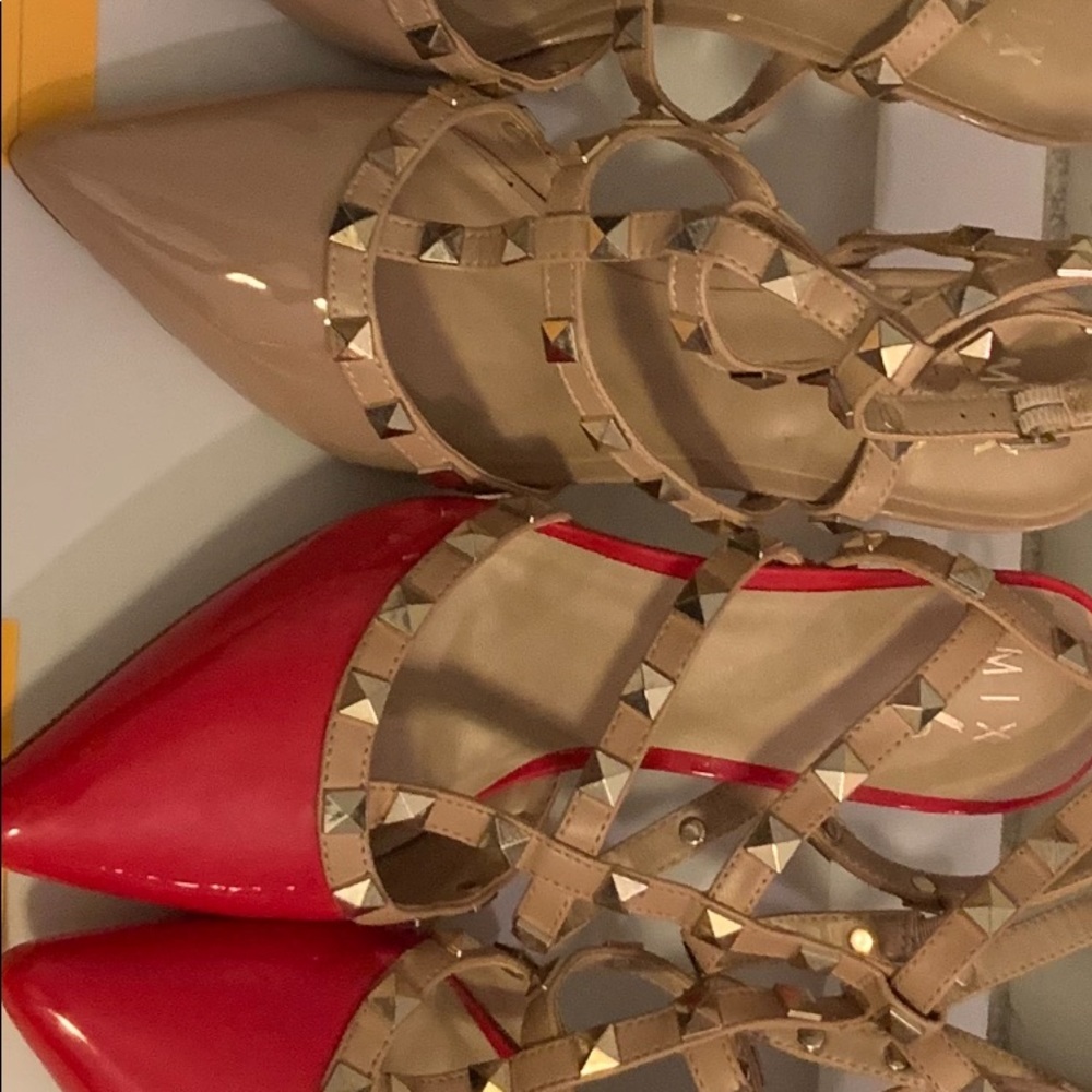 Beige and red Mix 6 heels